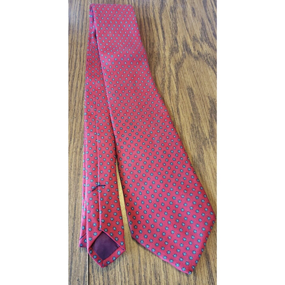 Allen Solly England Red and Green Polka Dot Necktie Tie - Picture 6 of 7